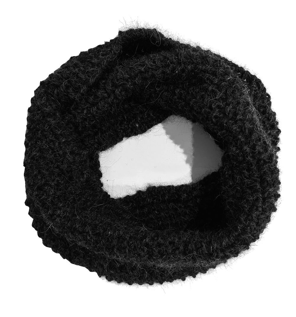 100% Alpaca Hand Knitted Infinity Scarf - Charcoal Infinity Scarf Neck warmer RUFFNEK® Black