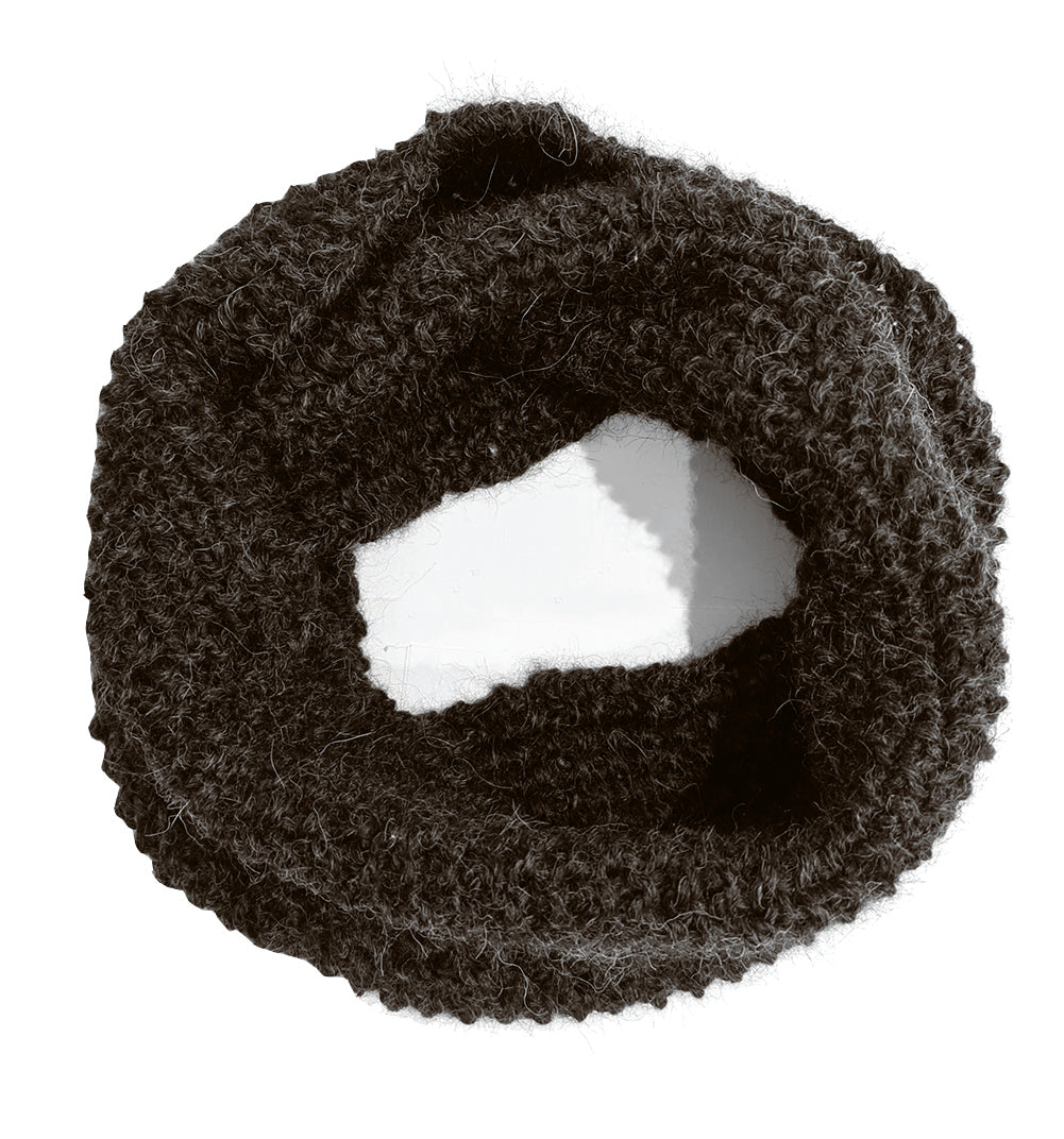 100% Alpaca Hand Knitted Infinity Scarf - black/brown Infinity Scarf Neck warmer RUFFNEK® 