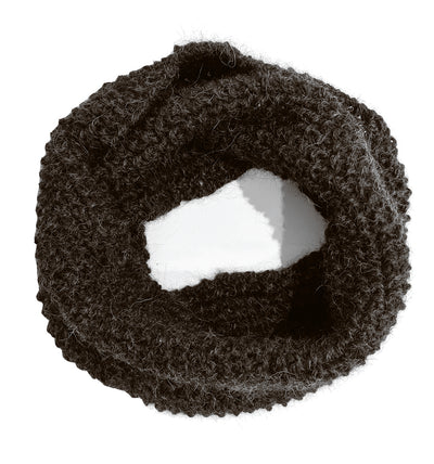 100% Alpaca Hand Knitted Infinity Scarf - black/brown Infinity Scarf Neck warmer RUFFNEK® 