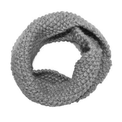 100% Baby Alpaca Hand Knitted Infinity Scarf - Light Grey Infinity Scarf Neck warmer RUFFNEK® Light Grey