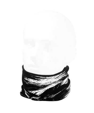 Black Rush Super Soft Reversible Neckwarmer shown on a male mannequin head as a neck warmer / neck gaiter