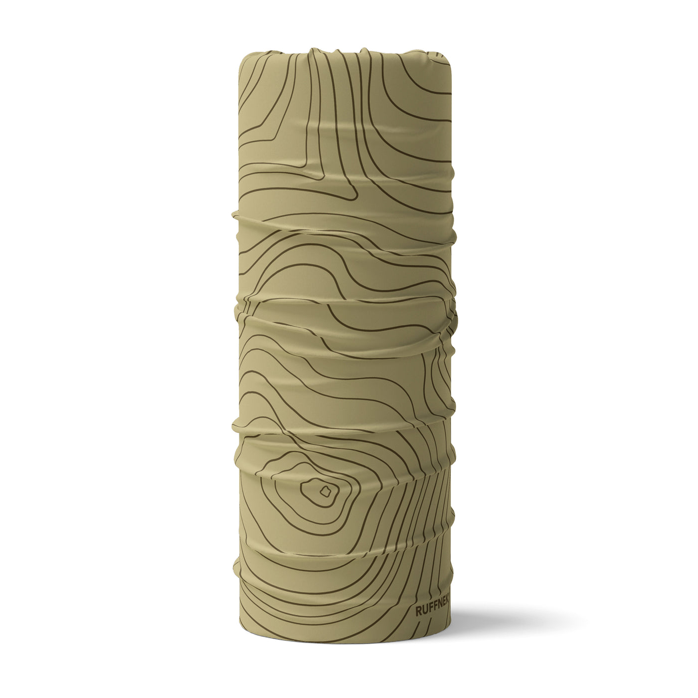 Mountains Contours RUFFNEK® snood in Sand / Stone colour, ideal for hiking, cycling, skiing, and outdoor wear.  #HikingGear #CyclingStyle #HikingAdventures