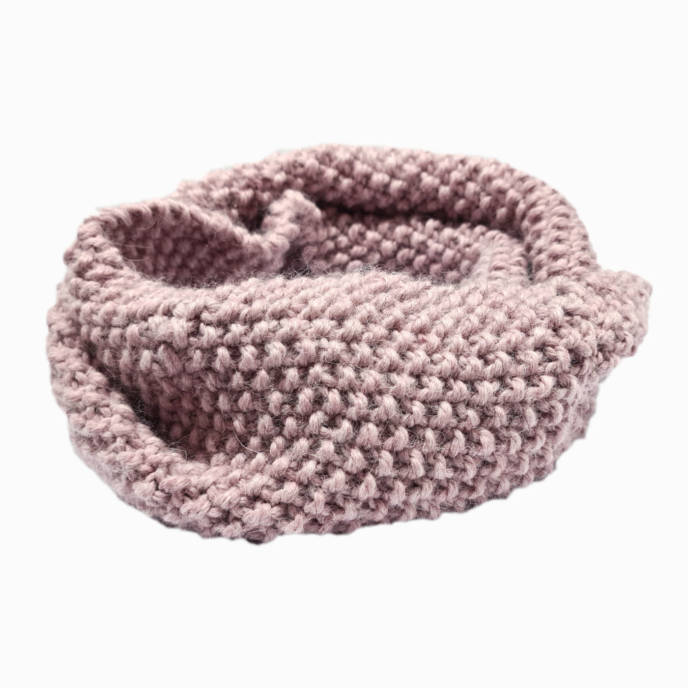 100% Alpaca Hand Knitted Infinity Scarf - Infinity Scarf Neck warmer RUFFNEK® Dusky Pink Close up