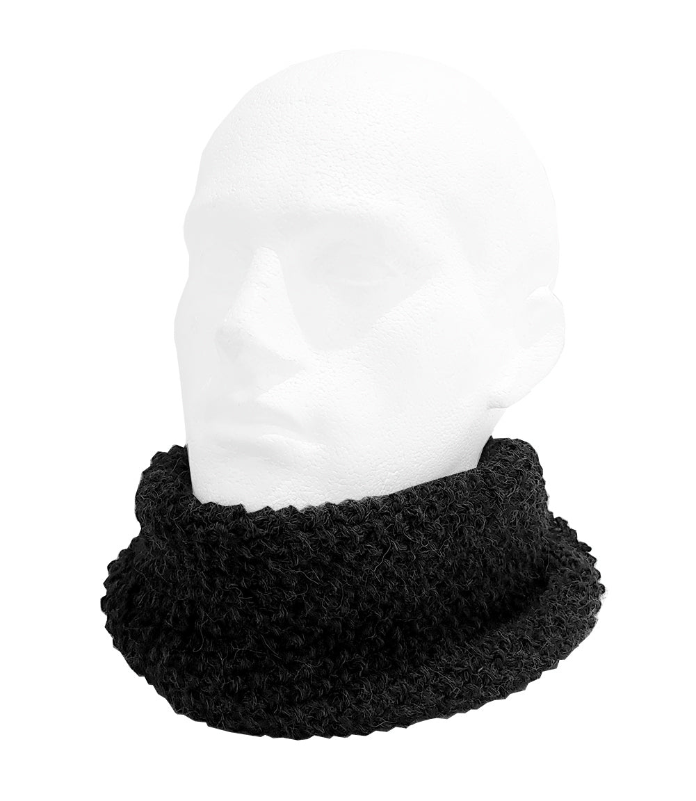 100% Alpaca Hand Knitted Infinity Scarf - Charcoal Infinity Scarf Neck warmer RUFFNEK® Black