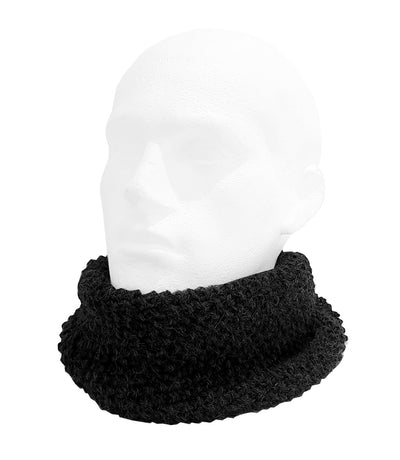 100% Alpaca Hand Knitted Infinity Scarf - Charcoal Infinity Scarf Neck warmer RUFFNEK® Black