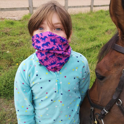 Pink & Blue Horse Design Riding Snood Scarf