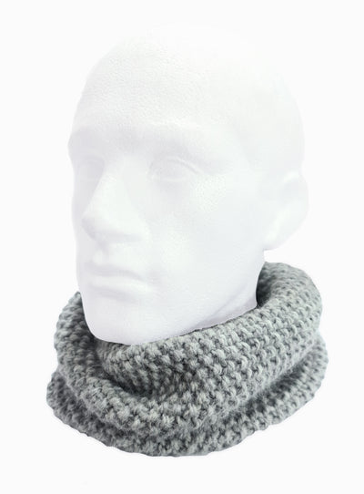 100% Baby Alpaca Hand Knitted Infinity Scarf - Light Grey Infinity Scarf Neck warmer RUFFNEK® Light Grey photo on mannequin head