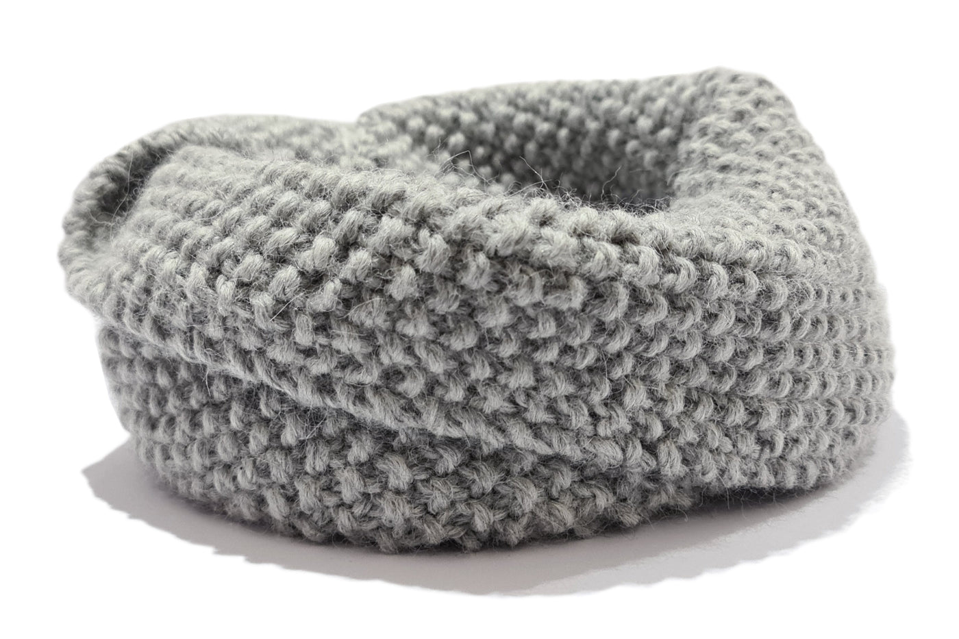 100% Baby Alpaca Hand Knitted Infinity Scarf - Light Grey Infinity Scarf Neck warmer RUFFNEK® Light Grey