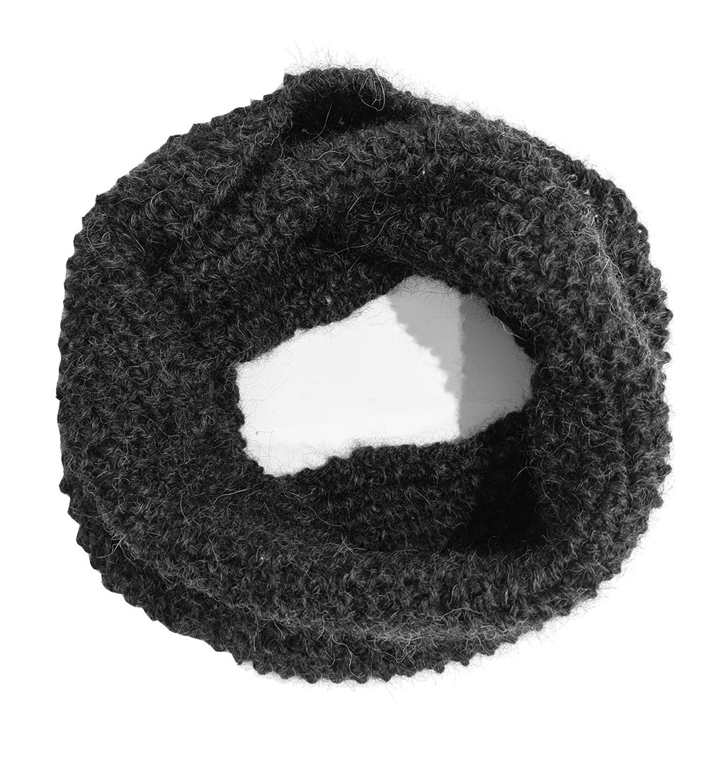 100% Alpaca Hand Knitted Infinity Scarf - Charcoal Infinity Scarf Neck warmer RUFFNEK® Dark Grey