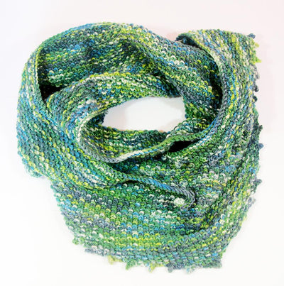 Hand Knitted Wrap Scarf - Green Infinity Scarf Neck warmer RUFFNEK® Green/Blue