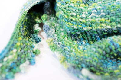 Hand Knitted Wrap Scarf - Green Infinity Scarf Neck warmer RUFFNEK® Green/Blue