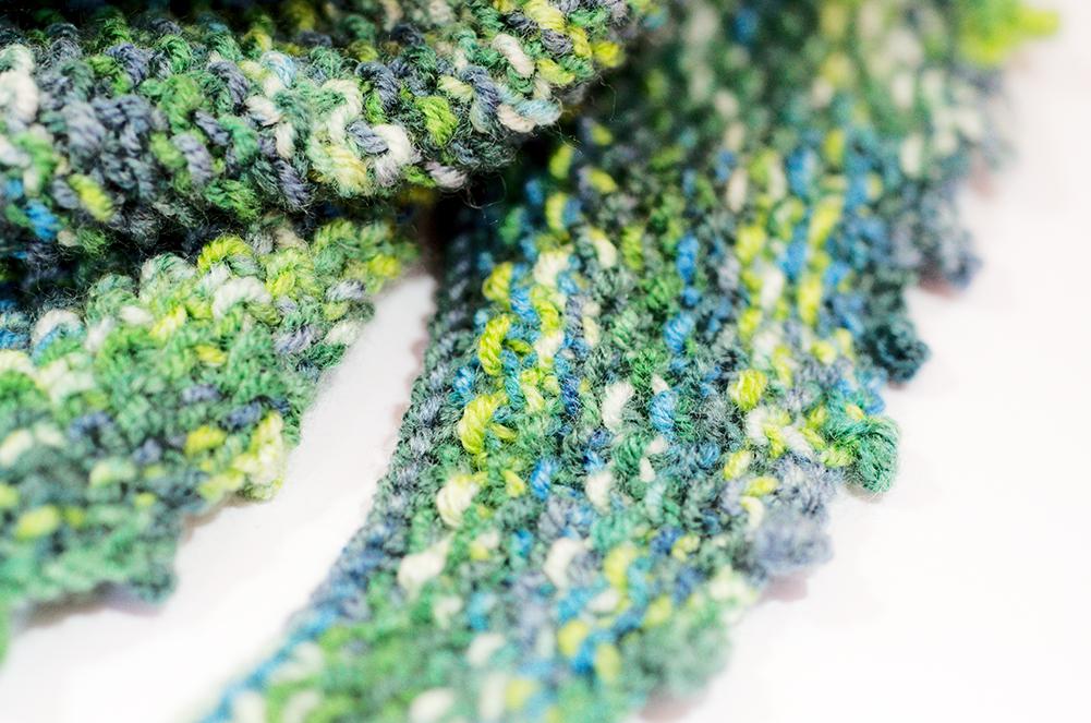 Hand Knitted Wrap Scarf - Green Infinity Scarf Neck warmer RUFFNEK® Green/Blue