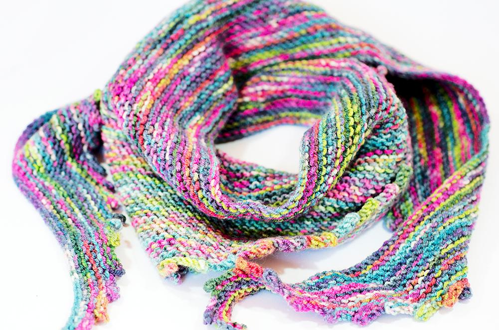 Hand Knitted Wrap Scarf - Multicoloured Infinity Scarf Neck warmer RUFFNEK® Pink/Blue/Green/Purple