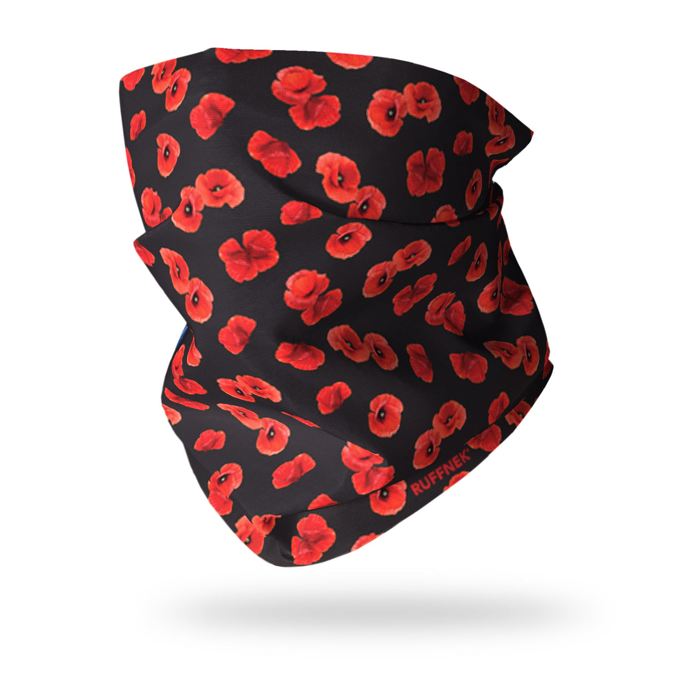 Poppy Neckwarmer Multifunctional Scarf RUFFNEK® Black/Red