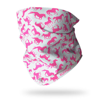 Grey & Pink Horse Design Multifunctional Scarf RUFFNEK® Grey/Pink
