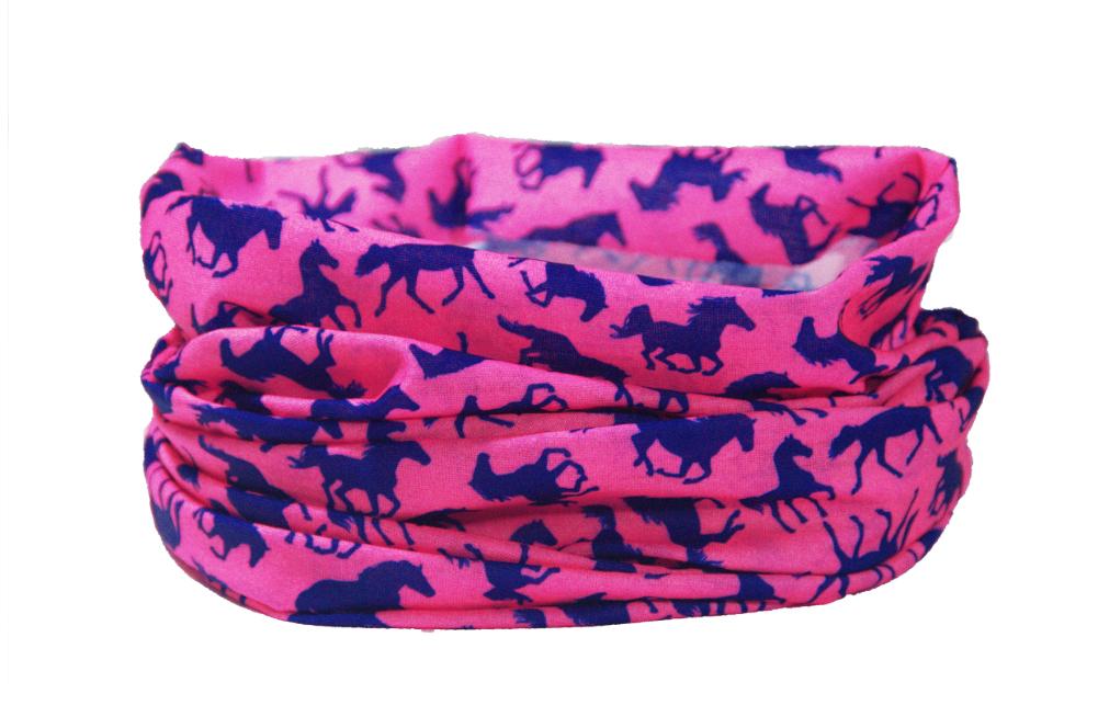 Pink & Blue Horse Design Multifunctional Scarf RUFFNEK® Pink/Blue