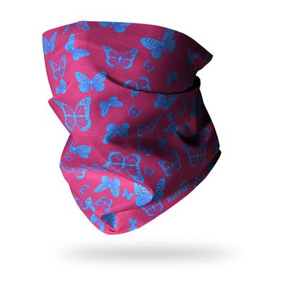 Dark Pink & Blue Butterfly Multifunctional Scarf RUFFNEK® Pink