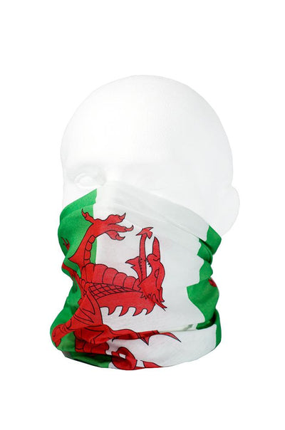 Welsh Flag / Y Ddraig Goch Multifunctional Scarf RUFFNEK® Red/Green/White