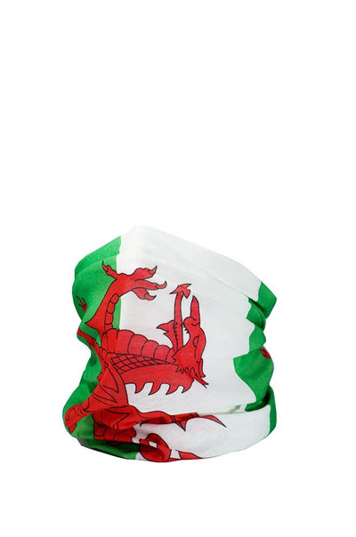 Welsh Flag / Y Ddraig Goch Multifunctional Scarf RUFFNEK® Red/Green/White