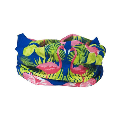 Pink Flamingo Multifunctional Scarf RUFFNEK® Blue/Pink/Green