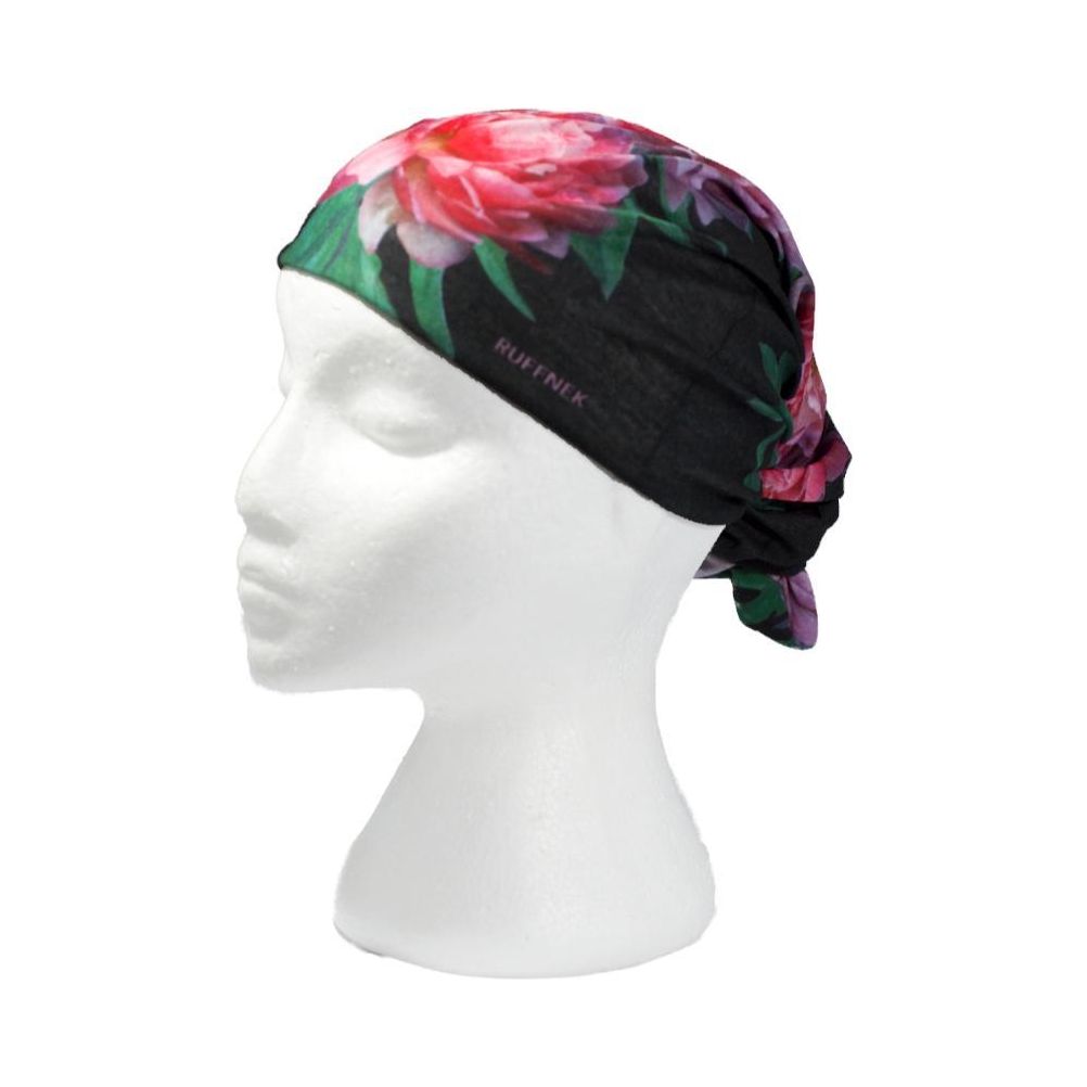 Pink Peonies Multifunctional Scarf RUFFNEK® Black/Pink