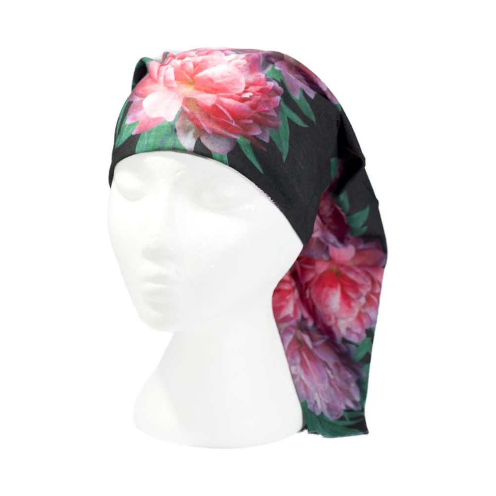 Pink Peonies Multifunctional Scarf RUFFNEK® Black/Pink