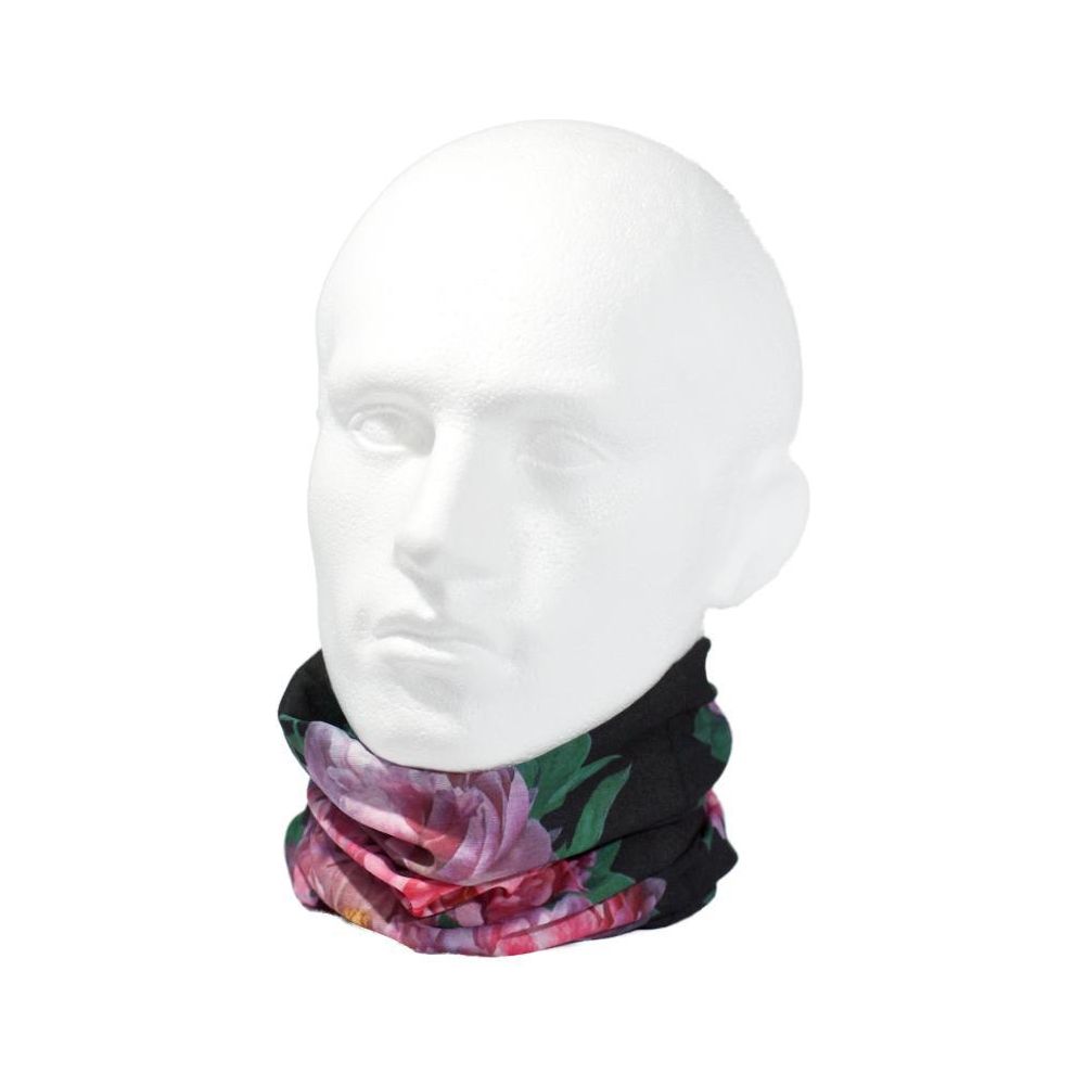 Pink Peonies Multifunctional Scarf RUFFNEK® Black/Pink